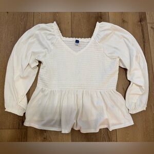 Old Navy Cream Textured Blouse with Puff Sleeves